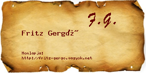Fritz Gergő névjegykártya